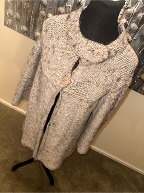 ⭐️ Alpaca Acrylic Blend Sz Lg Open-Knit Cardigan-missing 2 buttons